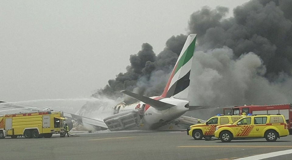 The Emirates plane burst into flames on the runway with the 300 passengers and crew managing to escape