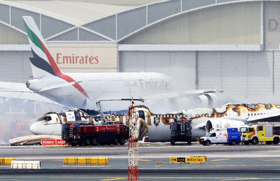  The devastating damage to the aircraft's fuselage was revealed when fire crews were able to finally extinguish the blaze. Experts believe the fire could have been sparked by scorching temperatures in the Middle East