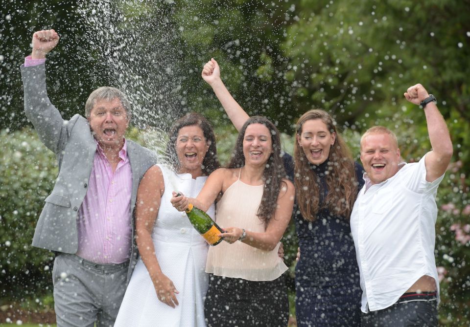  From left: The five winners Keith Reynolds, Sonia Davies, Stephanie Davies, Courtney Davies and Steve Powell