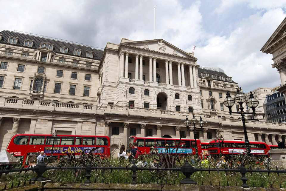 The Bank of England is pictured in centr