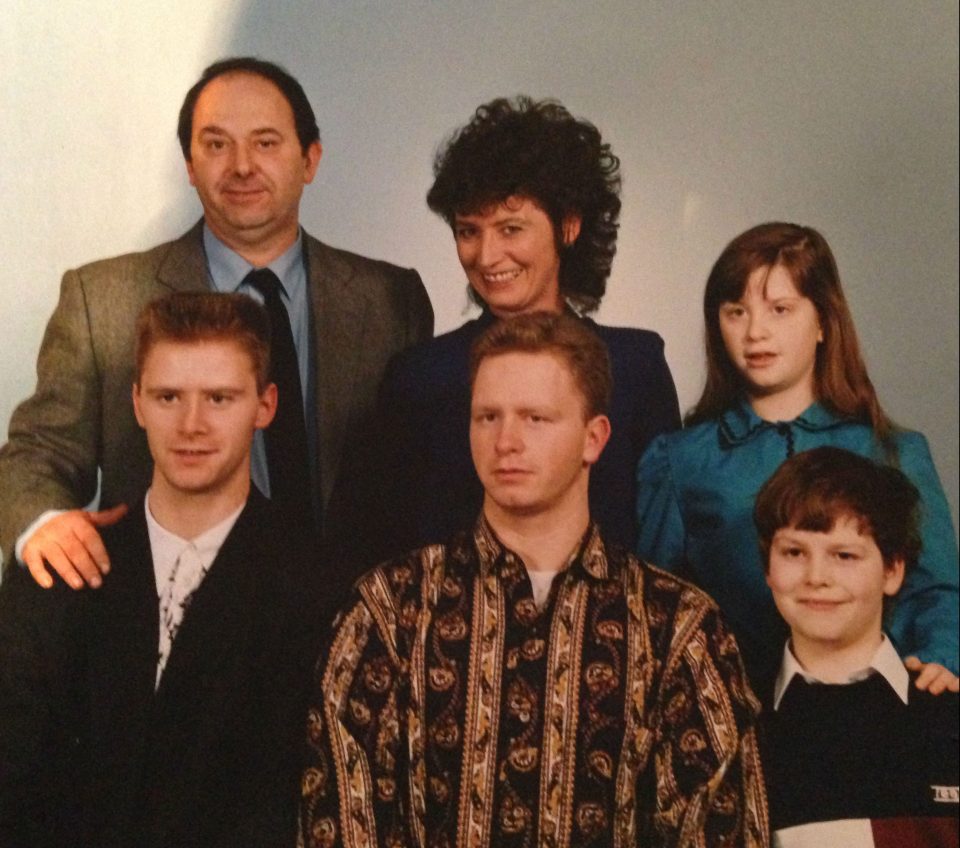 Rita with late husband Ray, top left, Kirsty, Mark, front left, Martin and Karl