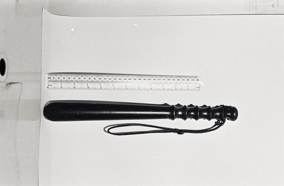 Pictured is the truncheon used to bludgeon the nurse to death