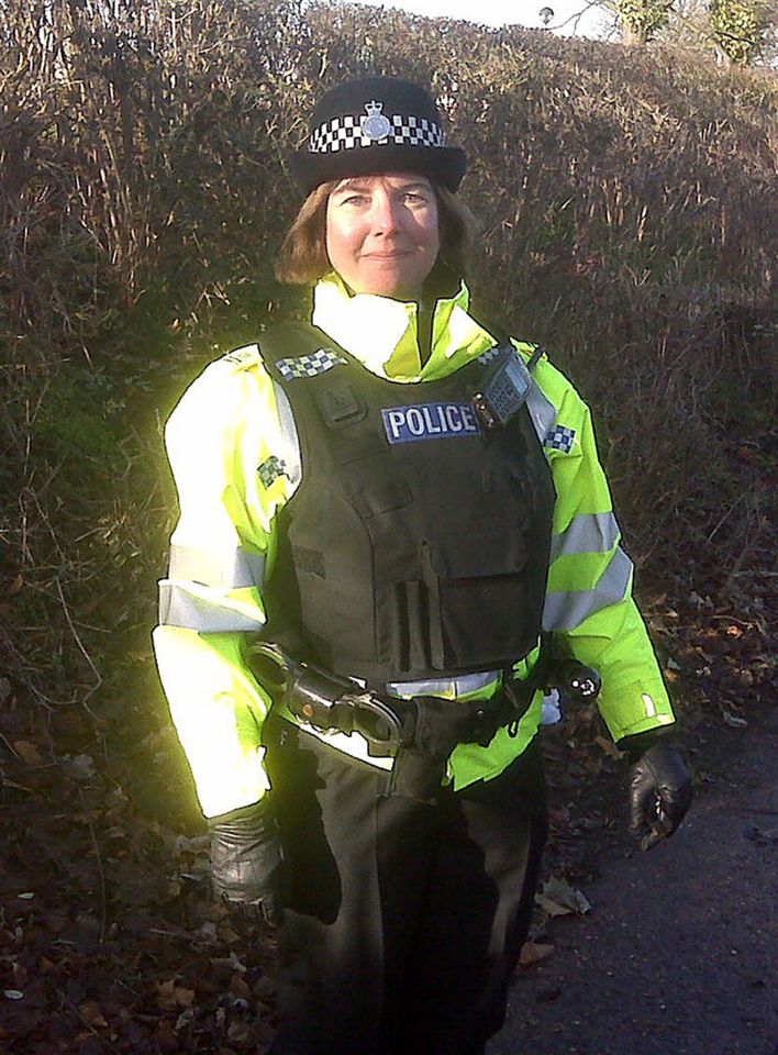 The lorry driver smashed into police officer Sharon Garrett's Renault Clio on the A141 in Cambridgeshire  