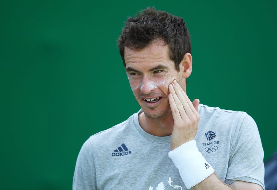 Andy Murray had the sunscreen out as he trained ahead of his Olympics opener