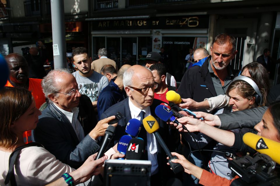  Rouen's mayor Yvon Robert speaks to journalists after last night's fire