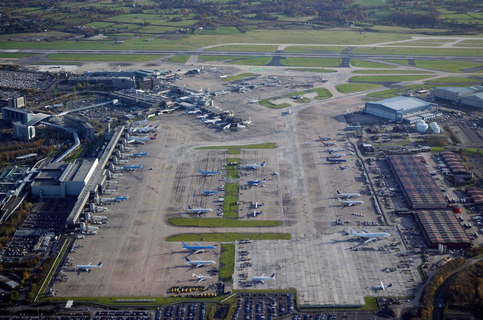 Manchester Airport from the air, Northern England. Image shot 11/2008. Exact date unknown.