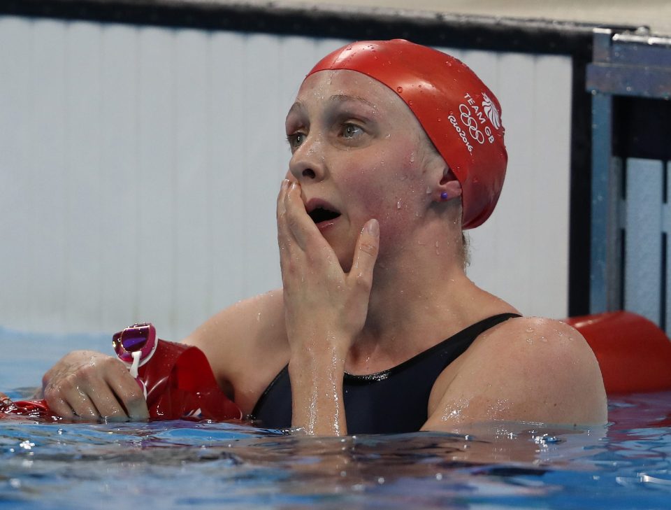 Hannah Miley cannot believe it as she discovers she had just missed out on an Olympic medal