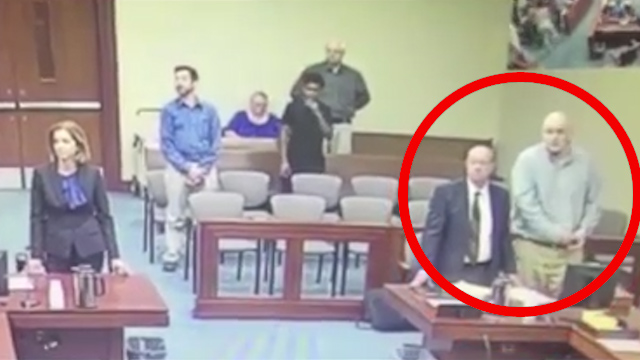 Joshua Harding slips a 'shank' out of his sleeve in court and attempted to stab a prosecutor