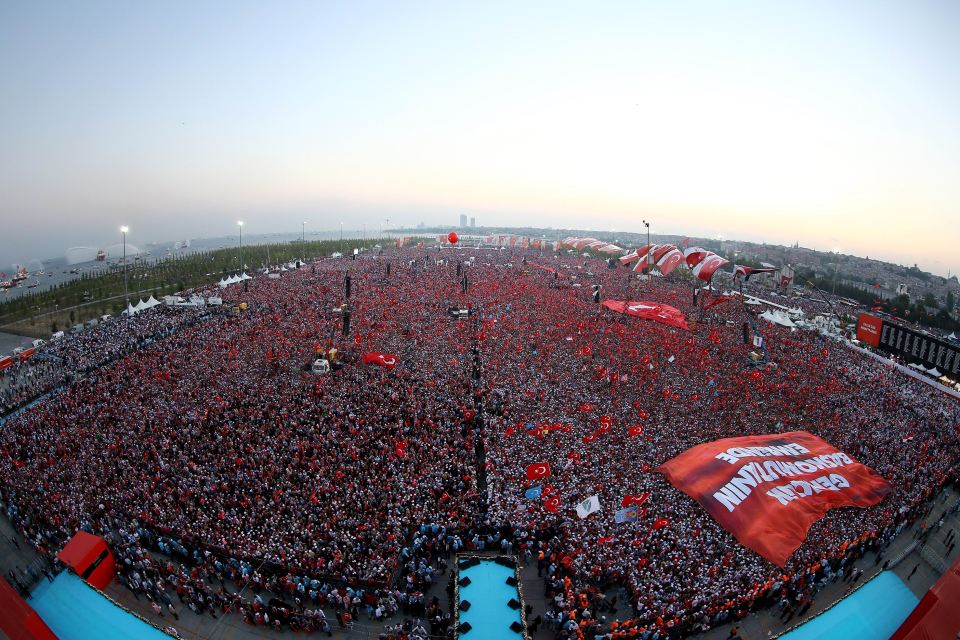  Local media estimated that more than a million people crowded the square with some having to be turned away