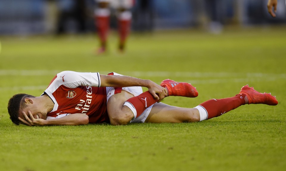 Gabriel's ankle ligament knock looked serious during the clash with Man City