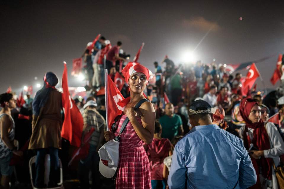  The pro-democracy rally attracted hundreds in Istanbul