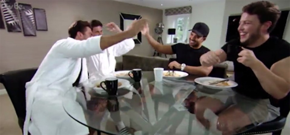  The boys all gave Arg a high five after he told them about his antics