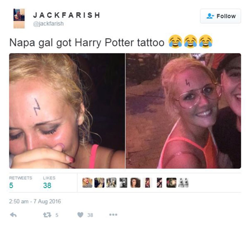  A girl in Ayia Napa got the same tattoo