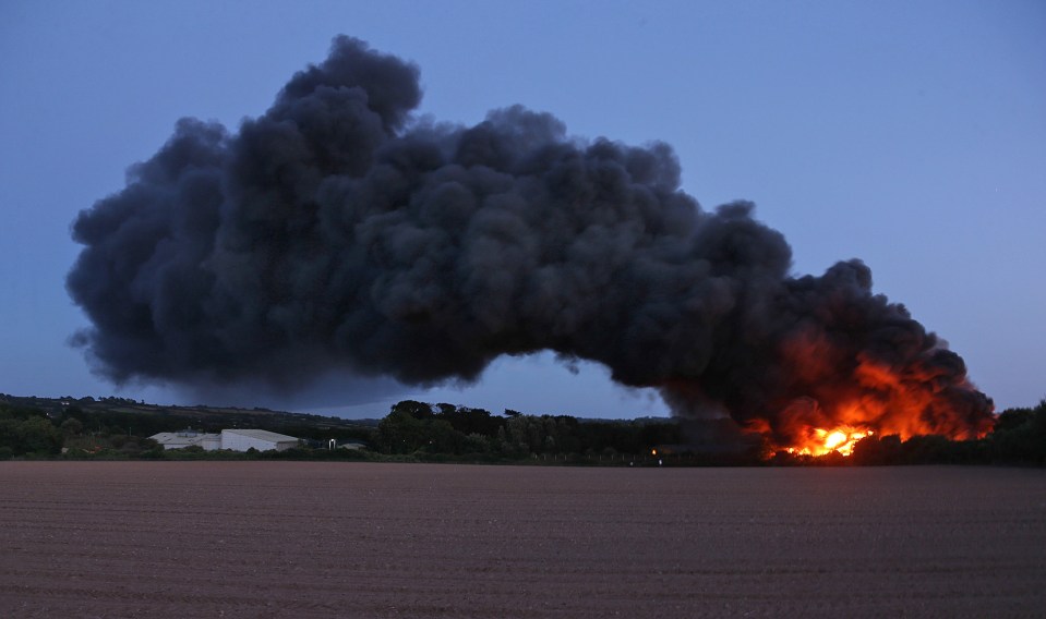  The huge fire was first spotted at 8:30pm by frightened Cornish residents