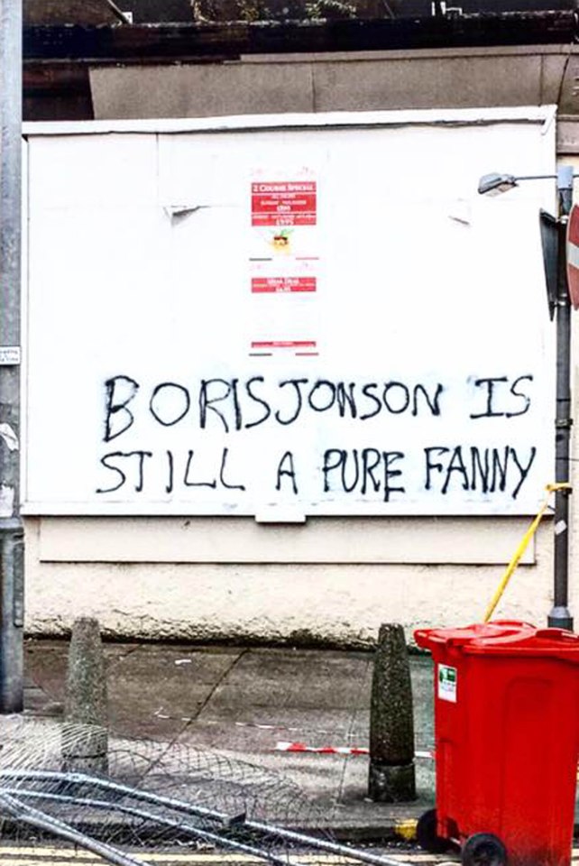  A second spraying of graffiti labelling Boris Johnson a 'pure fanny' has appeared in Glasgow