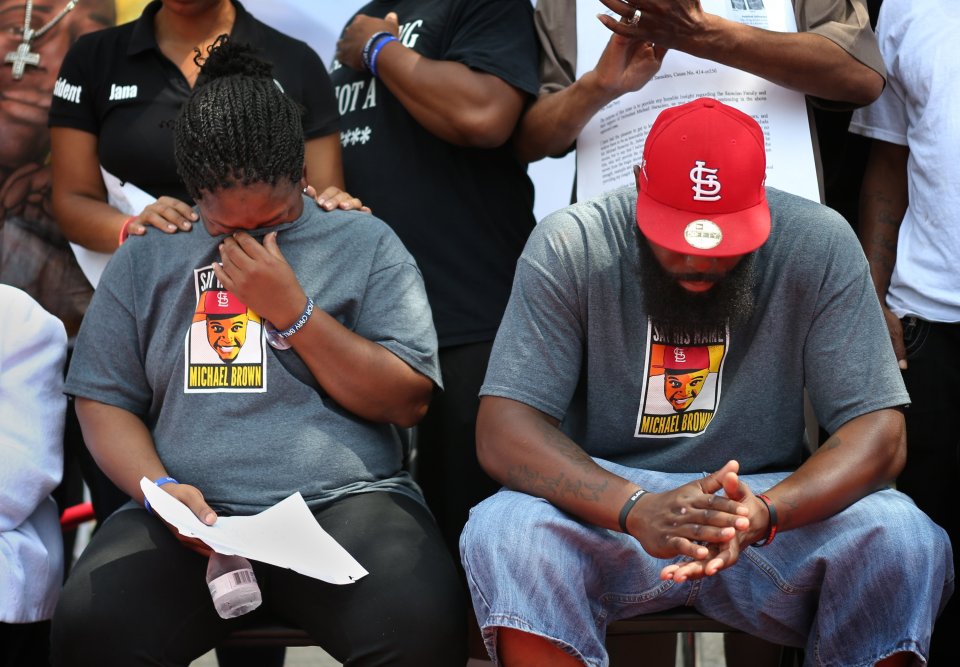 Cal Brown, left, and her husband Michael Brown, Sr were at the memorial for their son