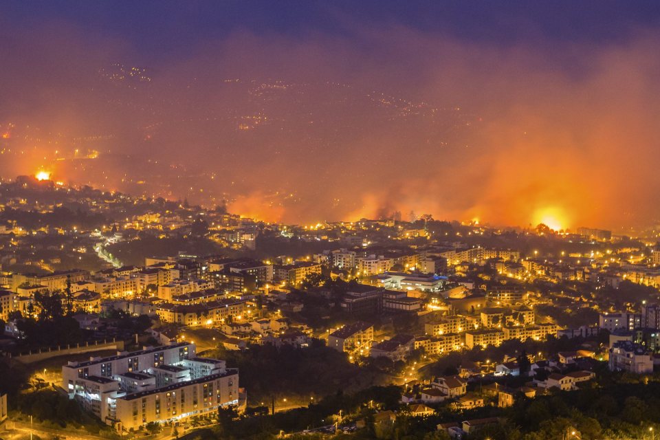  The island of Madeira was badly hit by wildfires, which burned through the capital city, Funchal