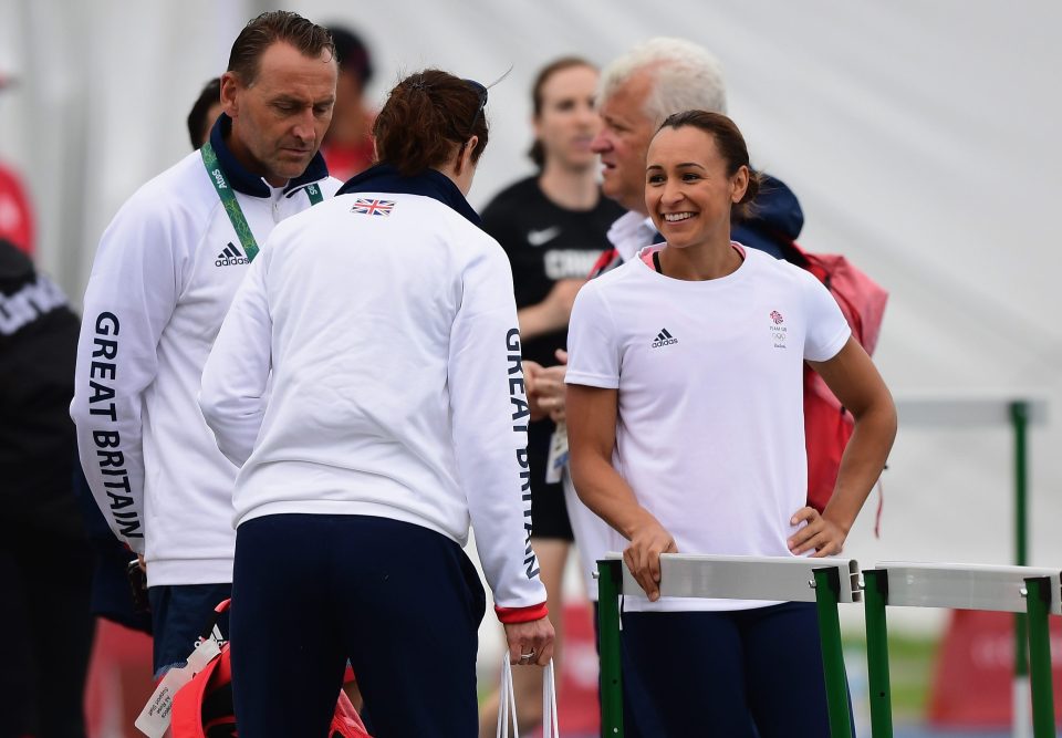 Ennis-Hill relaxes during training as she prepares for the heptathlon this weekend