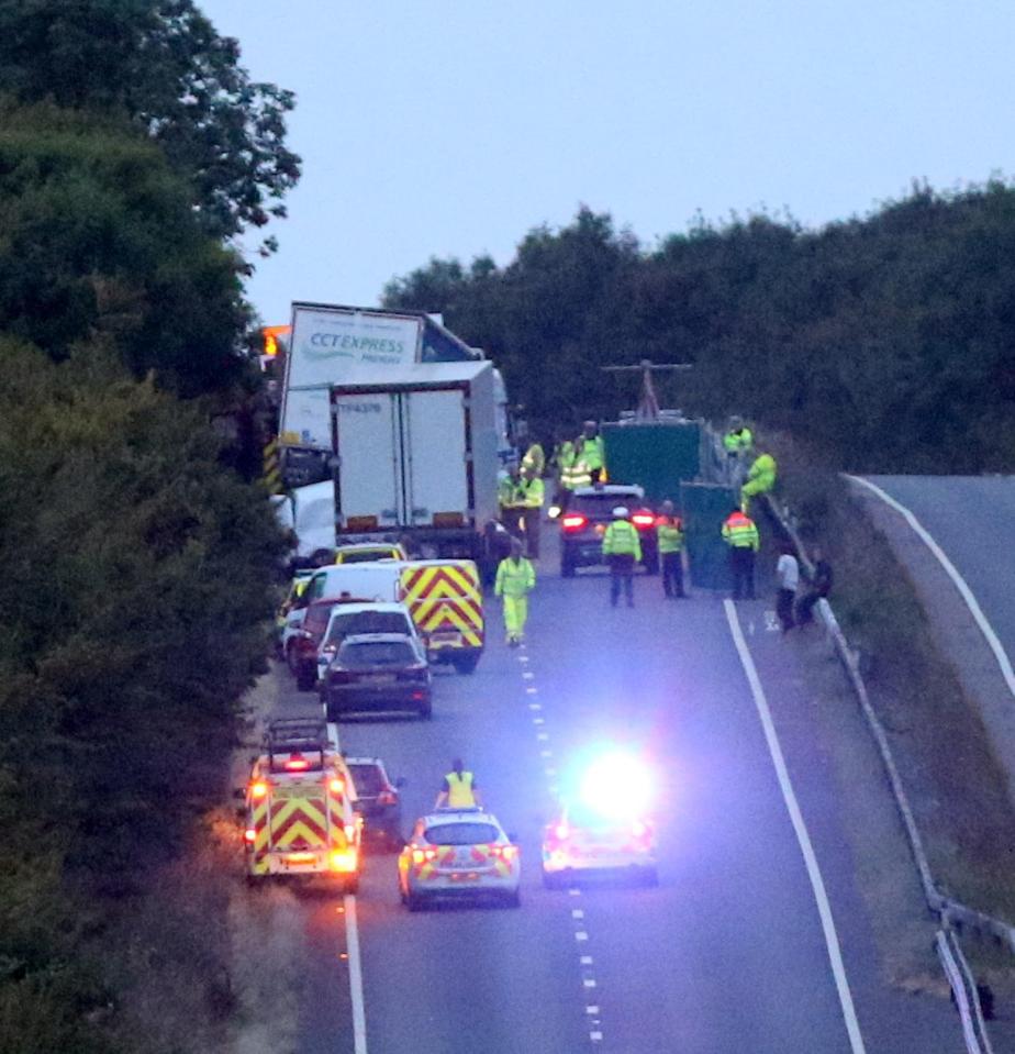  Emergency services pictured at the scene of the horror crash last night where four people from the same family died