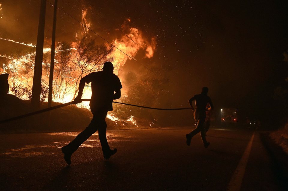  Locals helped to combat a forest fire near the villages of Couto de e Cima and Couto de Baixo, Viseu region, Portugal