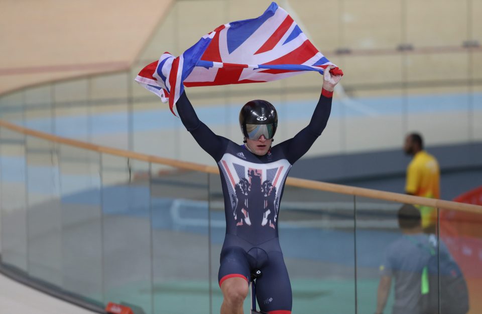 Callum Skinner celebrates winning Olympic gold after anchoring Team GB to the gong