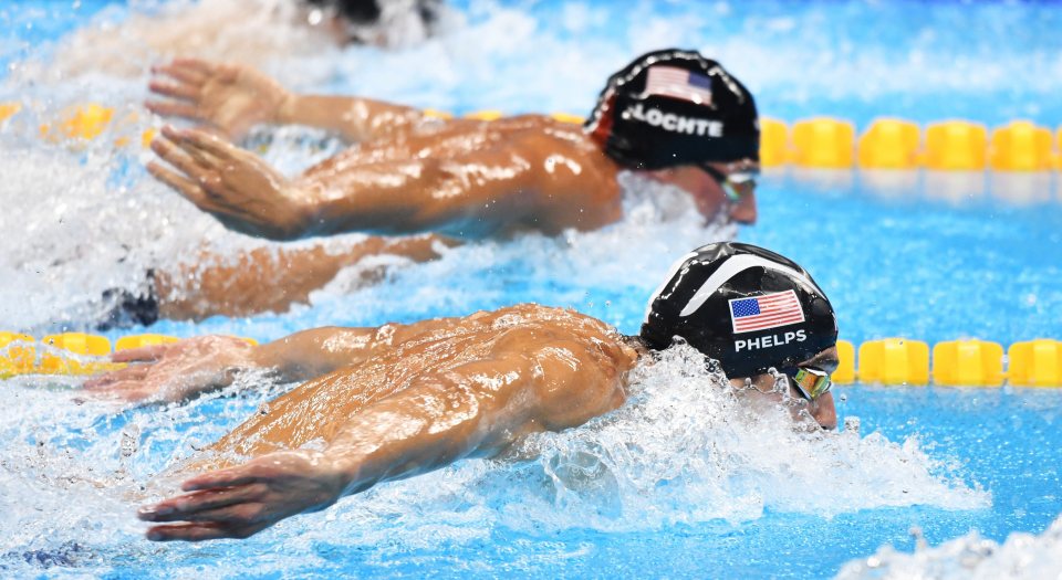 Ryan Lochte kept up with Phelps in the first half before falling off the pace