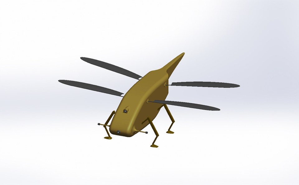  Pictured is a computer-generated image of Britain's dragonfly micro-drone - a surveillance drone only five inches long