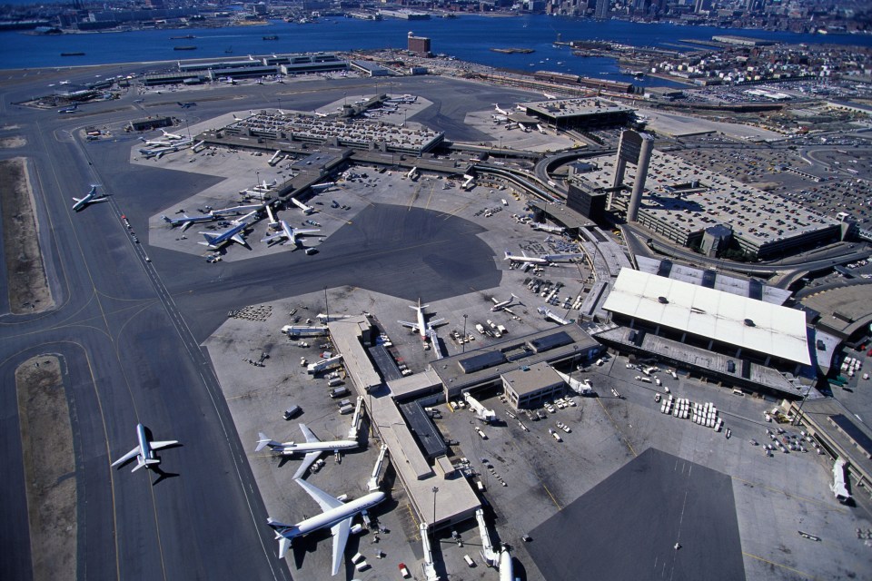  The JetBlue flight took off from the Boston Airport, pictured, but was forced to make an emergency landing on its way to Sacramento