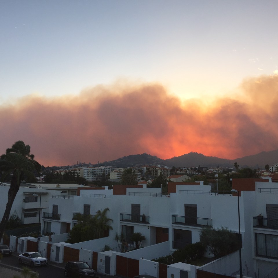  The family took this chilling picture showing the glow of the approaching flames on the horizon