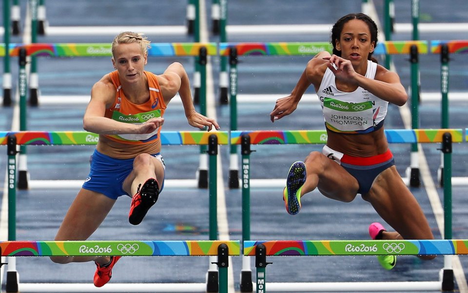  Katarina Johnson-Thompson runs in the 100m hurdles