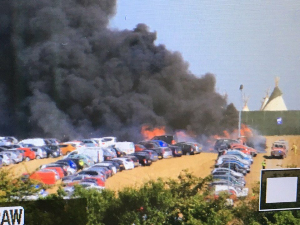  Emergency services rushed to the scene after six cars caught fire in the heatwave