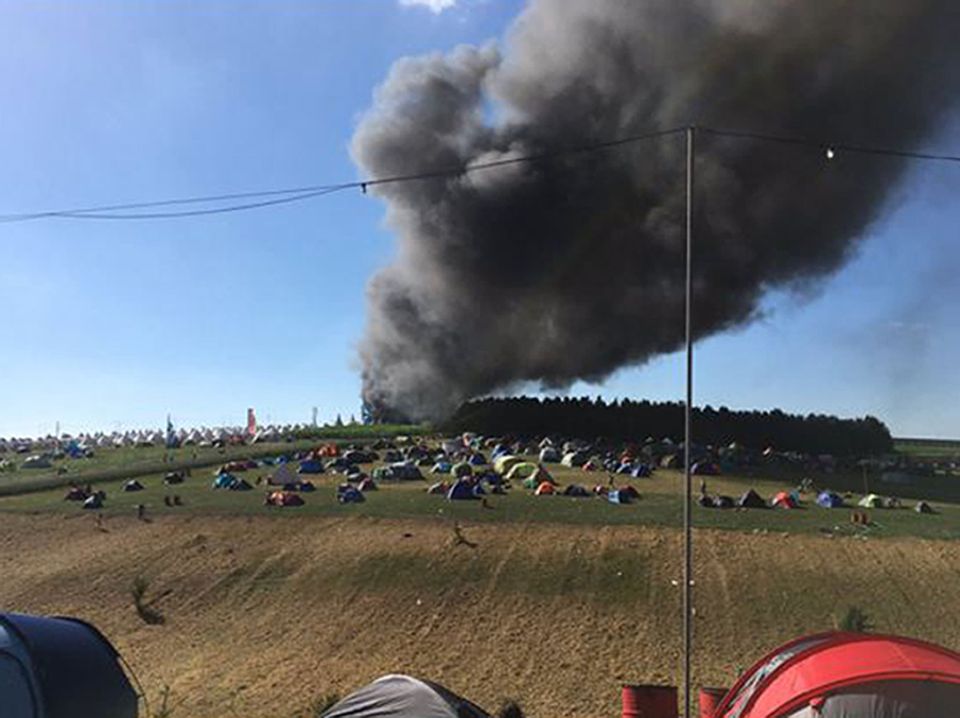  A campsite has been evacuated after a fire broke out at BoomTown Fair festival