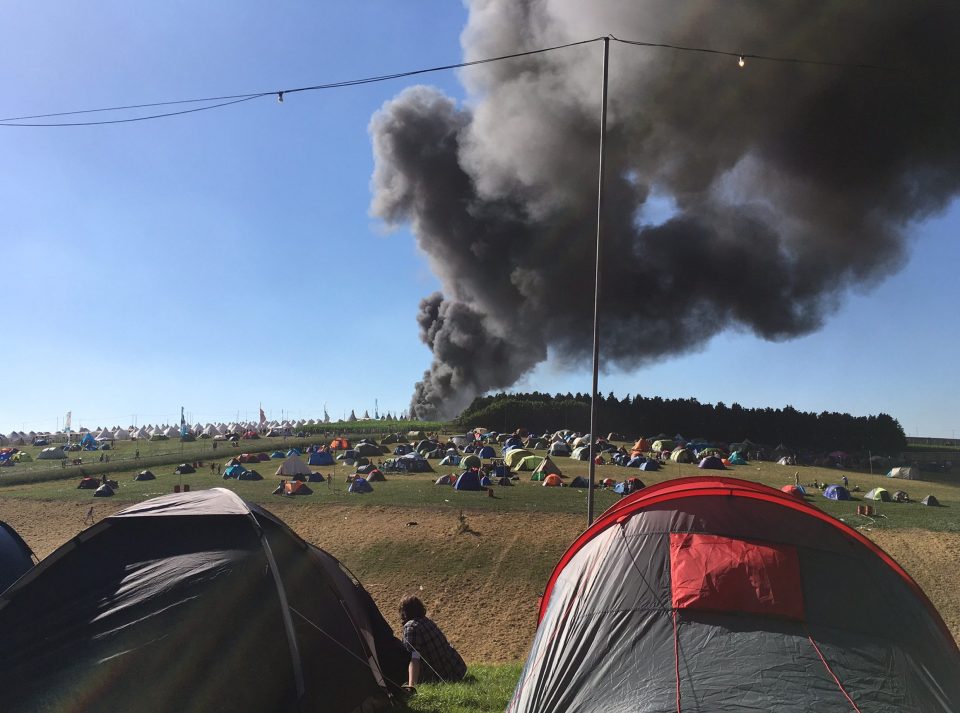  Huge plumes of smoke could be seen billowing across the campsite at BoomTown Fair