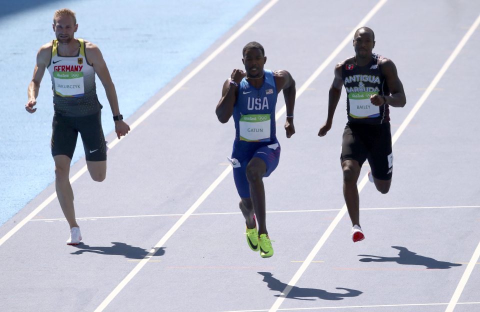  Gatlin finished fastest in the 100m heats by clocking 10.01s