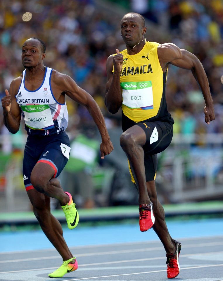 GB's James Dasaolu (left )qualified with Bolt as one of the fastest losers