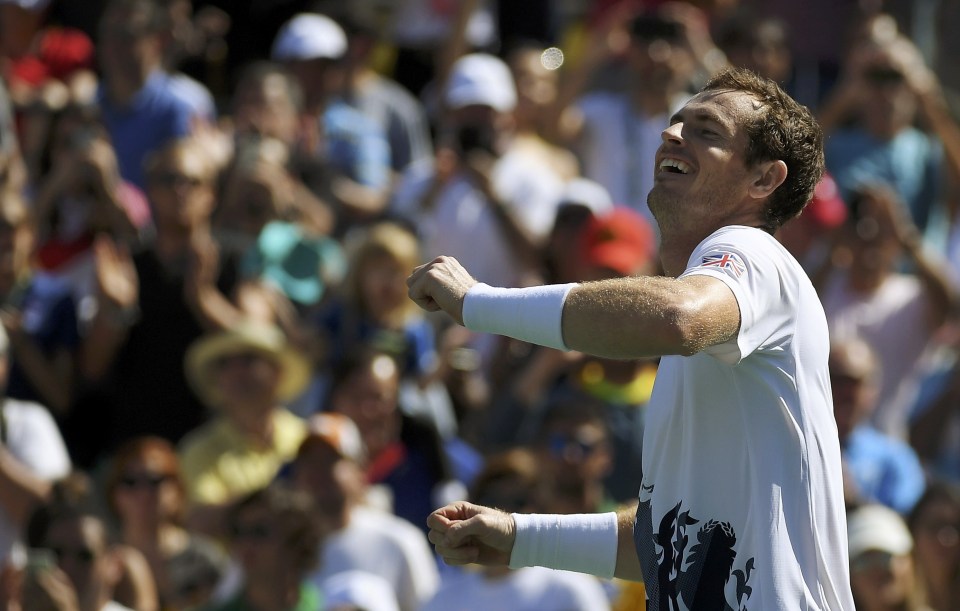 Andy Murray roars in celebration after making the Olympics tennis final