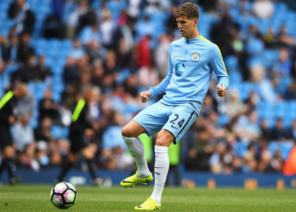 MANCHESTER, ENGLAND - AUGUST 13: John Stones of Manchester City warms up prior to the match during the Premier League match between Manchester City and Sunderland at Etihad Stadium on August 13, 2016 in Manchester, England. (Photo by Stu Forster/Getty Images)