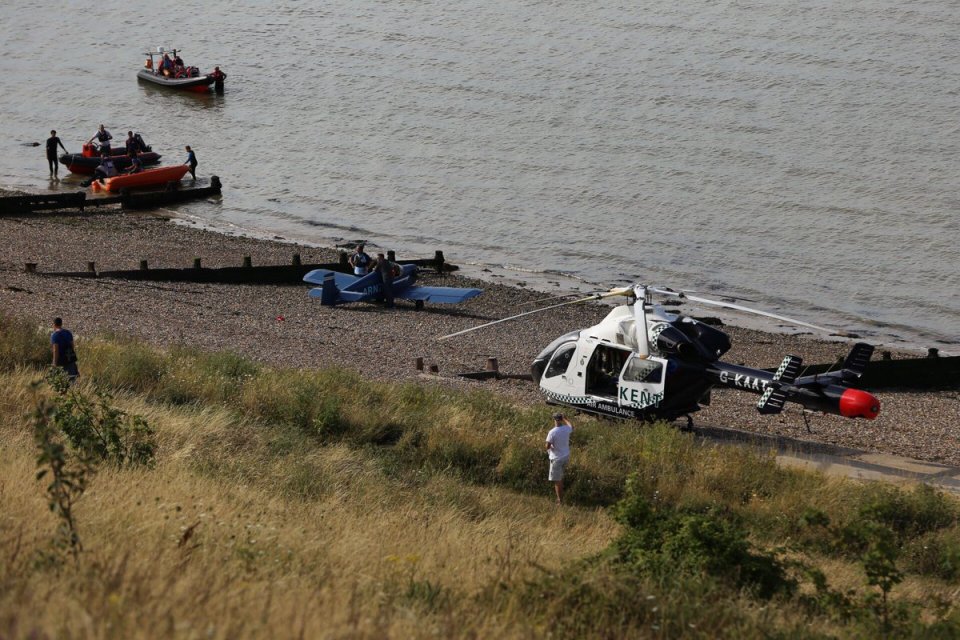 A helicopter attended the scene after the crash and an area of the beach was cordoned off by police as the aircraft was retrieved 