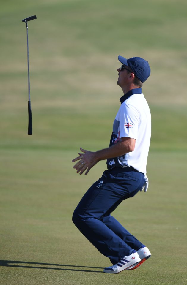  Rose cannot contain his joy after winning a pulsating clash with Open champion Stenson