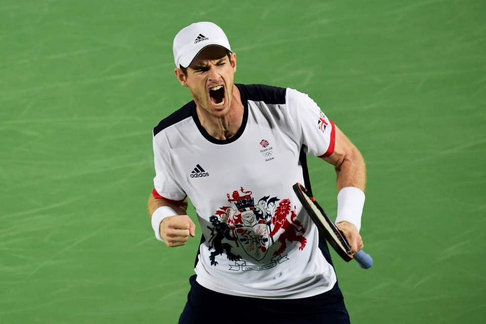 Britain's Andy Murray reacts after winni