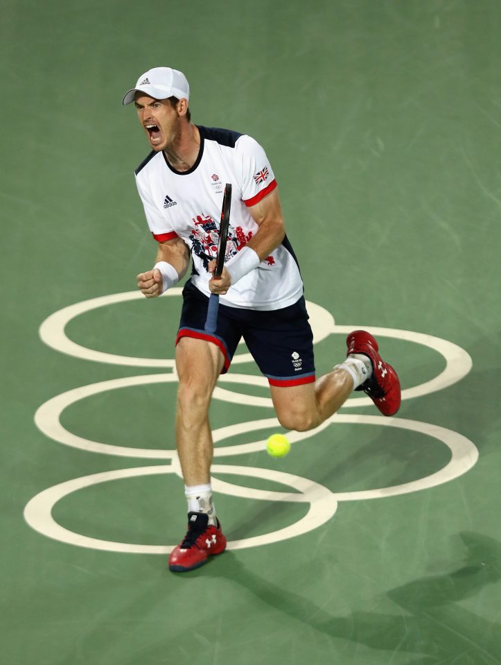 Andy Murray celebrates during his win over Juan Martin del Potro