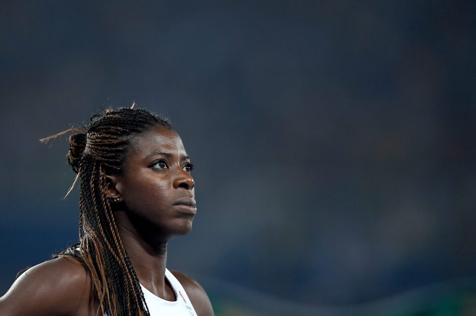 Christine Ohuruougu reacts after being knocked out of the women's 400 metres at the semi-final stage