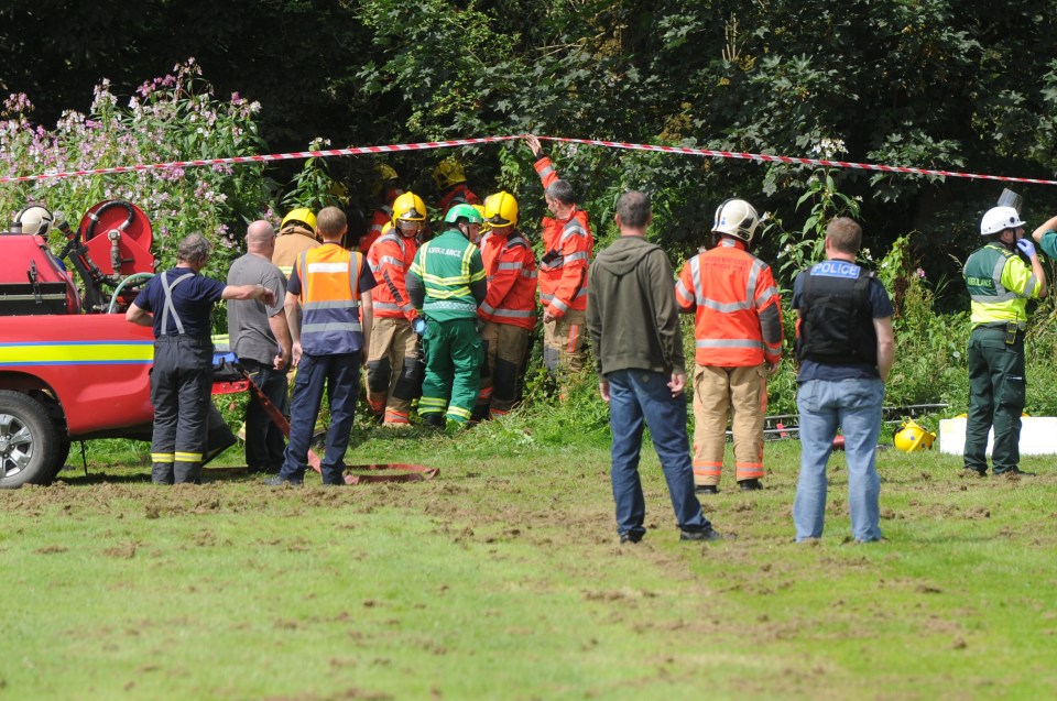  Emergency services at the scene of the crash in Salford, Greater Manchester