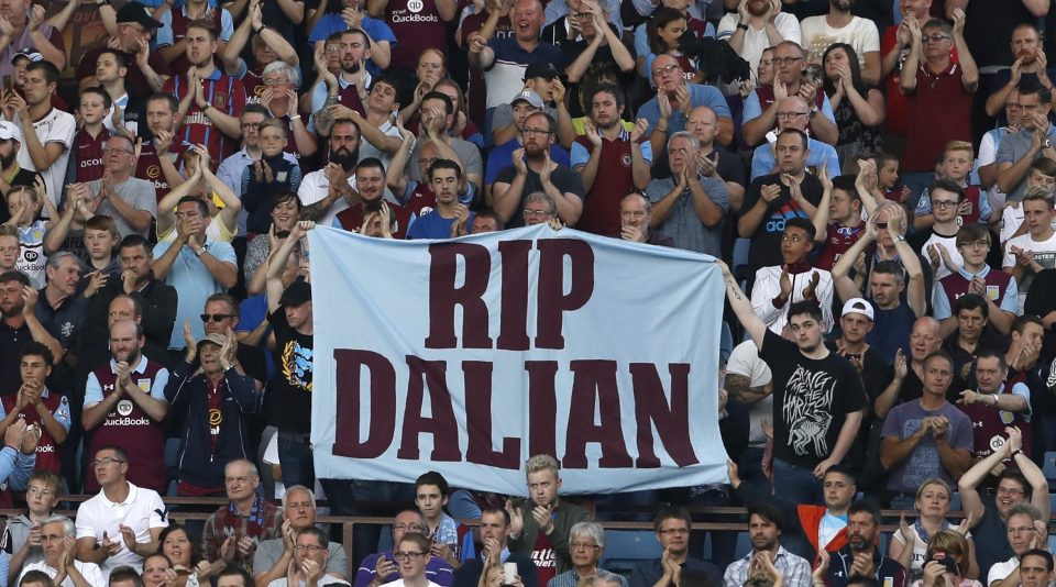 Villa Park supporters in their thousands remembered Atkinson, who died on Monday aged just 48