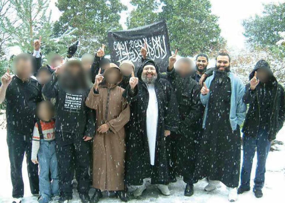  The Sharia4Belgium group was backed by Choudary's mentor Omar Bakri Muhammed (centre)