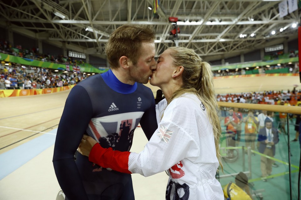  All eyes were on the couple as they hugged and kissed in the velodrome