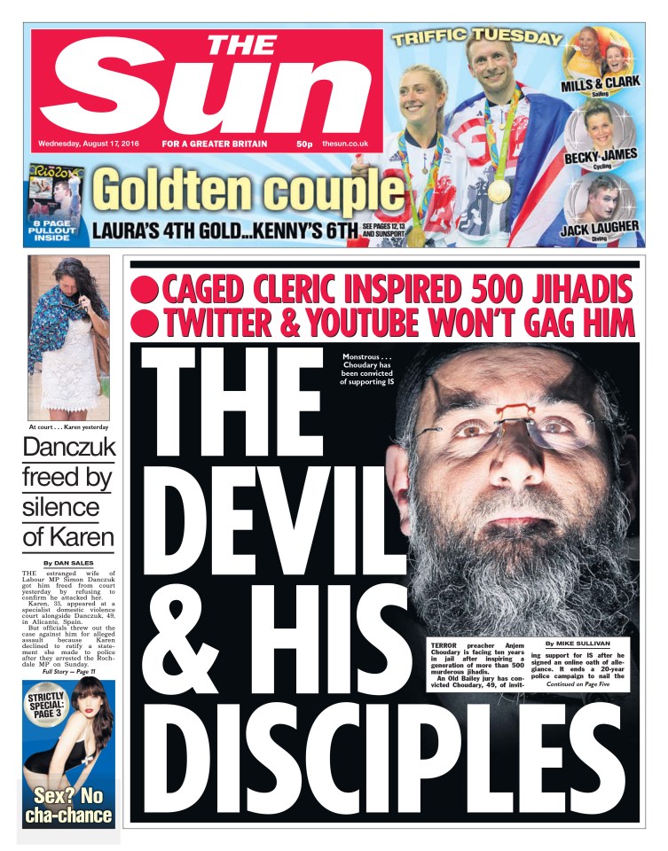  The Sun reported how Choudary had been convicted by an Old Bailey jury, and is now awaiting sentencing