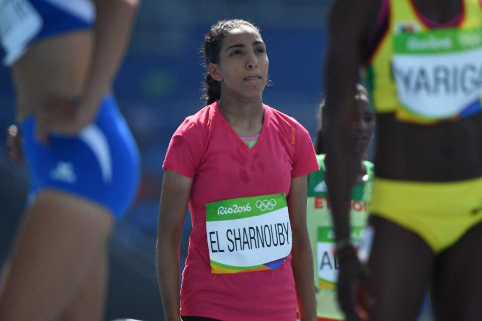 Fatma El Sharnouby pictured before her 800m heat at the Olympic Stadium