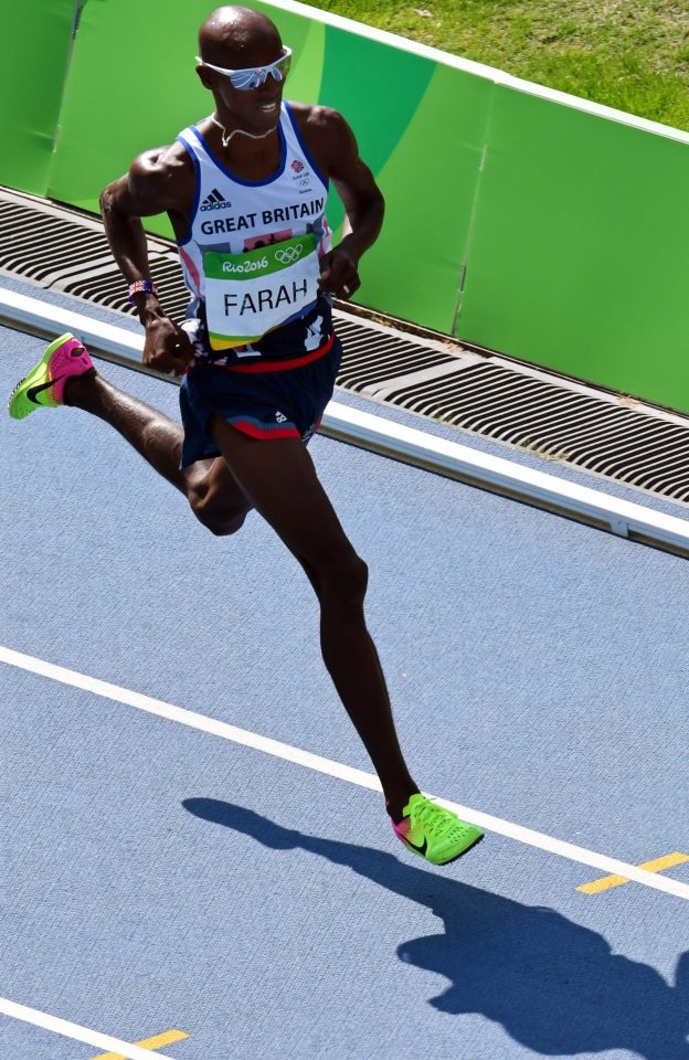 Mo Farah of Britain competes during the men's 5000m heats