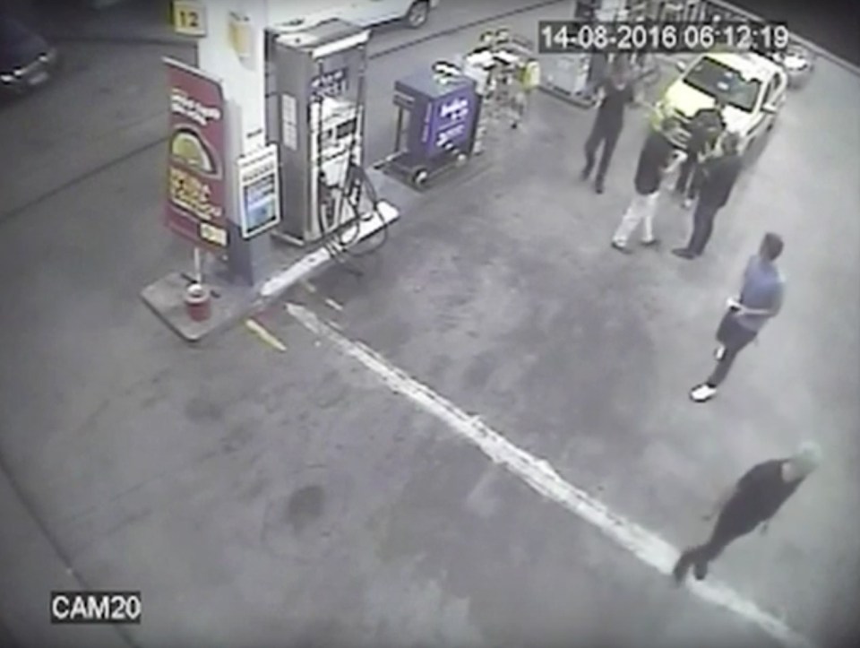 The incident in a Rio petrol station where the four are alleged to have vandalised a petrol station was caught on CCTV